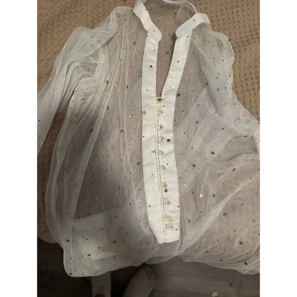 NWT Agha Noor White Mesh See Through Gold Speckled Tunic Top Size S - Picture 7 of 9
